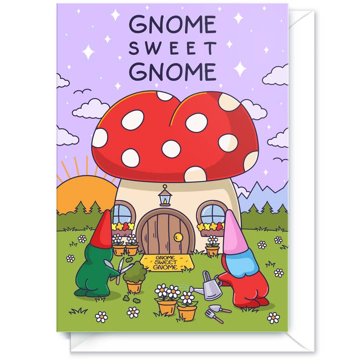 Cheeky Legends - Wholesale Housewarming Card - Gnome Sweet Gnome - Cute New Home Card - Cheeky Garden Couple4