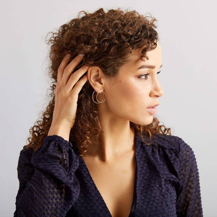 Aviv Jewelry - Vente Créoles - Alba - Boucles d'oreilles créoles doubles 3D2