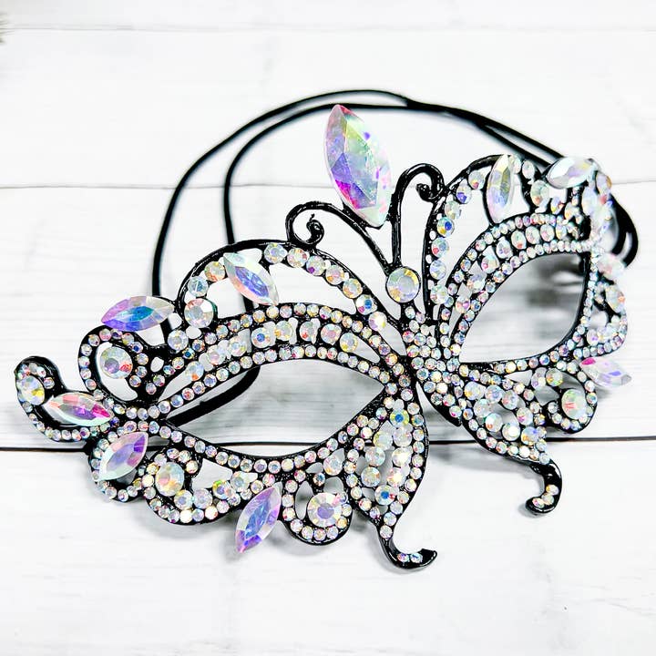 Happy Dream Gifts - Wholesale Costume - Unisex - Diamond Crystal Masquerade Mask, Black Party Mask, Prom Mask