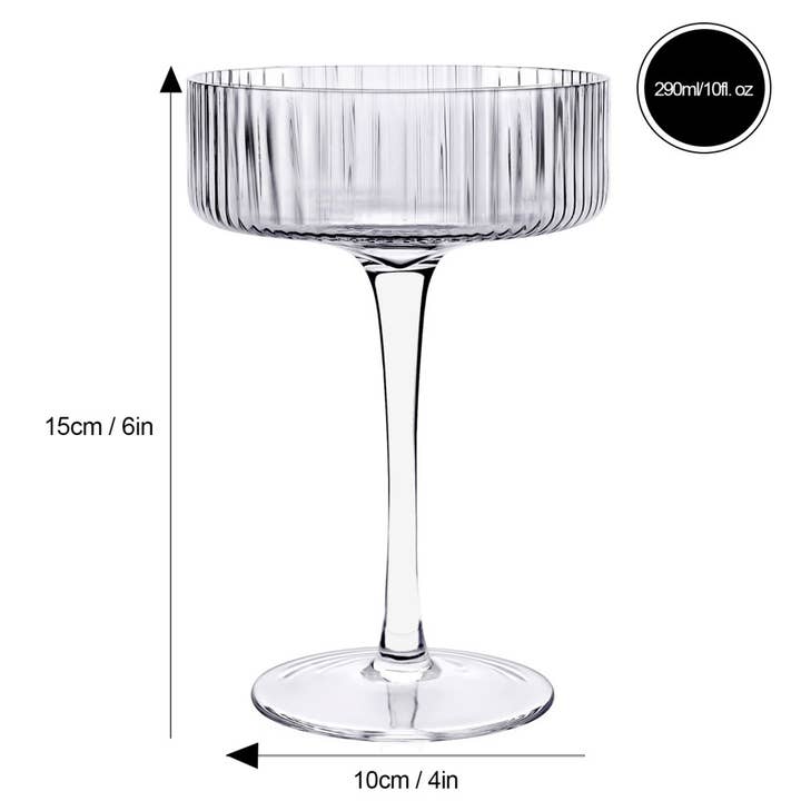TABLESETTERS LIMITED - Wholesale Cocktail/Liquor Glass - Ribbed Green Cocktail Coupe 290ml, Set of 4