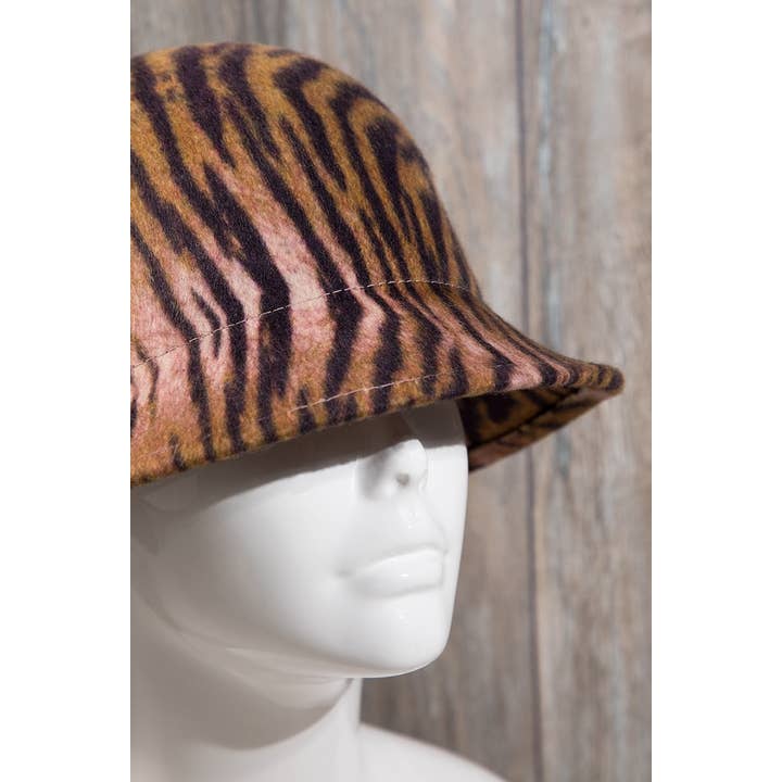 Mutl rosa Cappello cloche a campana in lana 100% con stampa animale in vendita all'ingrosso su Faire5