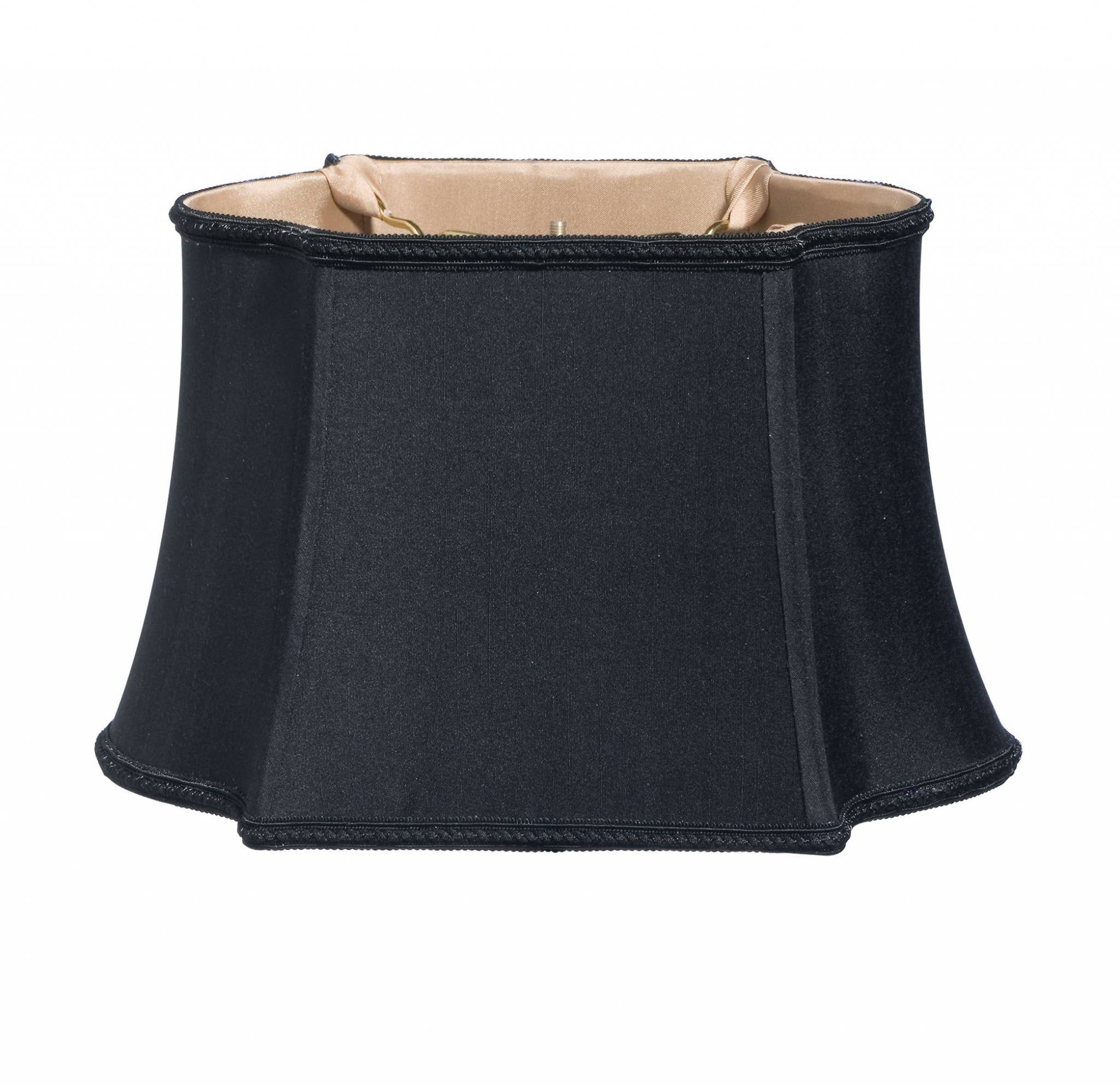 HomeRoots - Wholesale Lamp Shade - 16" Black with Bronze Lining Premium Oblong Shantung Lampshade2
