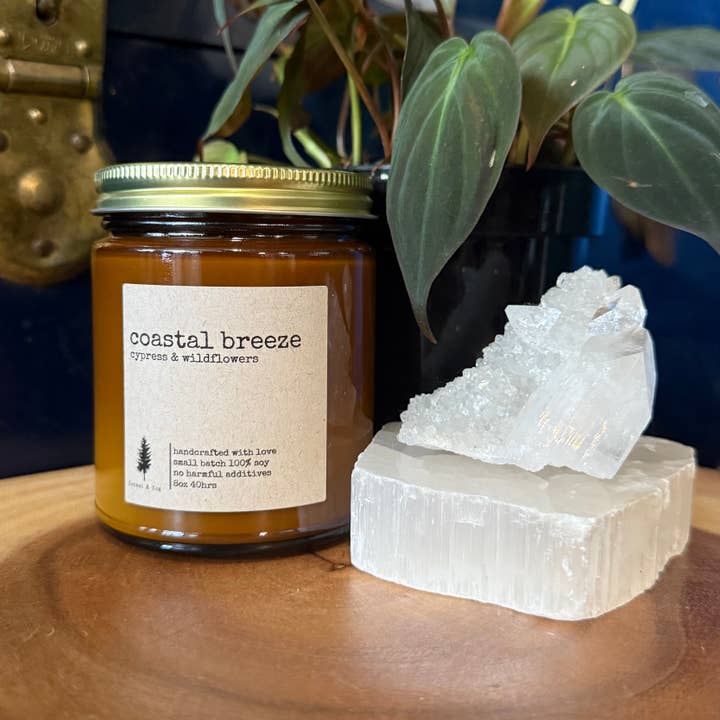 8oz Hand Poured Soy Small Batch Candle-Coastal Breeze for wholesale by forest & fog