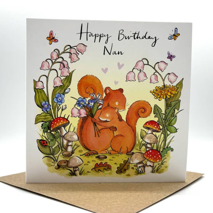 Birthday Card - Squirrel Nan Birthday for wholesale by Ink and Snail Limited