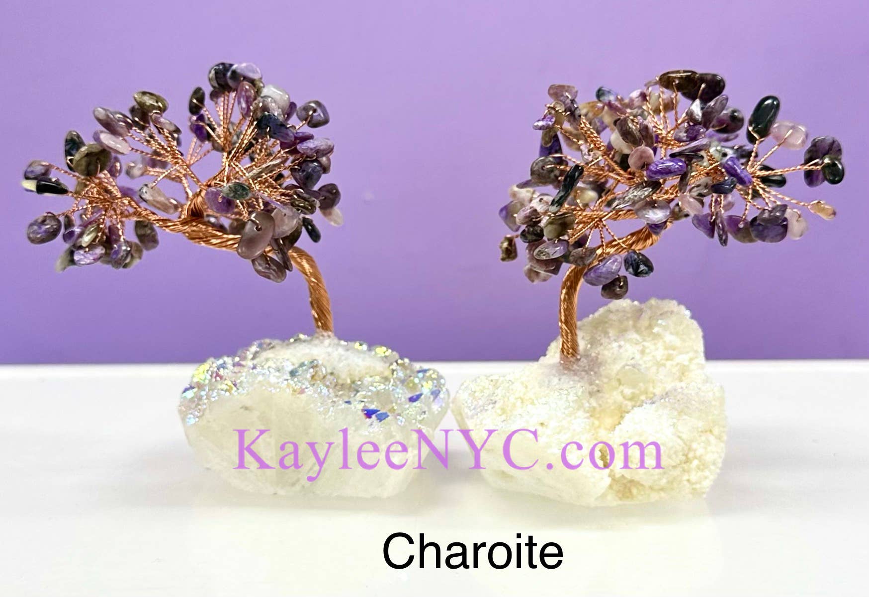 KayleeNYC - Wholesale Decorative Tabletop Object - Bonsai Tree with Angel Aura Quartz Cluster Base3