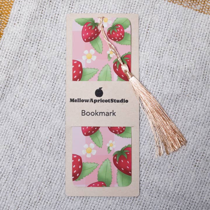 Strawberry Bookmark with Tassel for wholesale by MellowApricotStudio