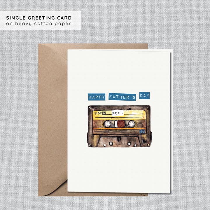 Mix Tape Fathers Day Card | Music Lover Dad | Cassette Tape for wholesale by Gina Maher | Watercolor