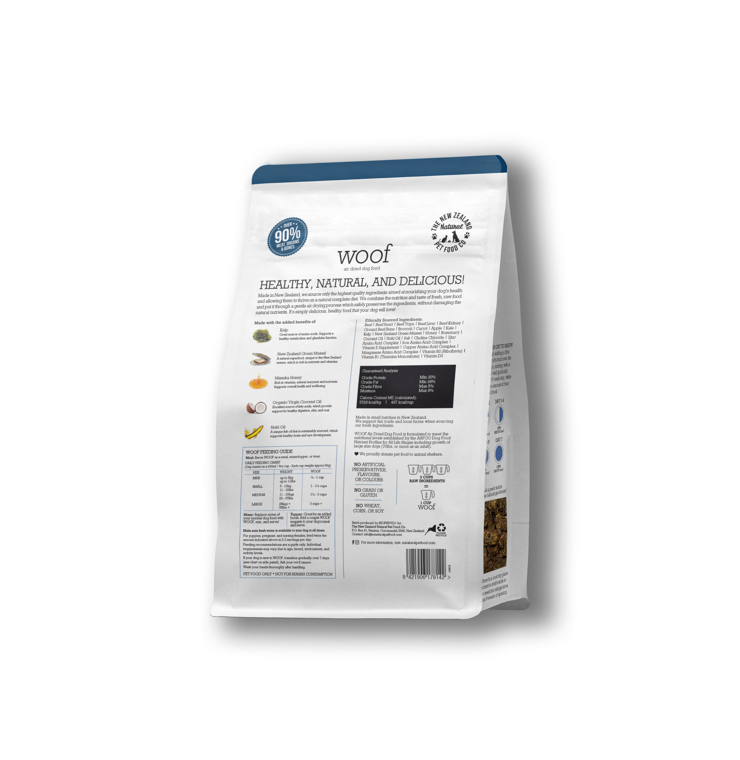 The New Zealand Natural Pet Food Co - Wholesale Pet Food - Dog - Woof Beef Air Dried Dog Food 3.5oz | 26.5oz5