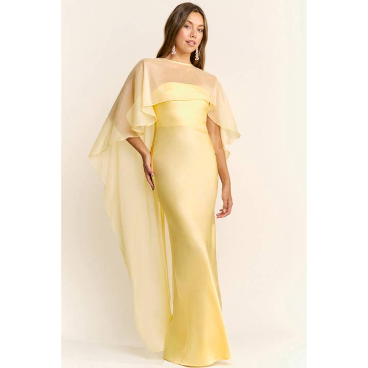 MM26017 MAXIKJOLE MED CHIFFONKAPPE SJAL for engroshandel hos Maniju