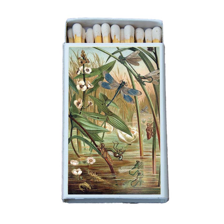 Dragonfly Illustration Matchbox • Candle Acc • Matches for wholesale by Most Amazing