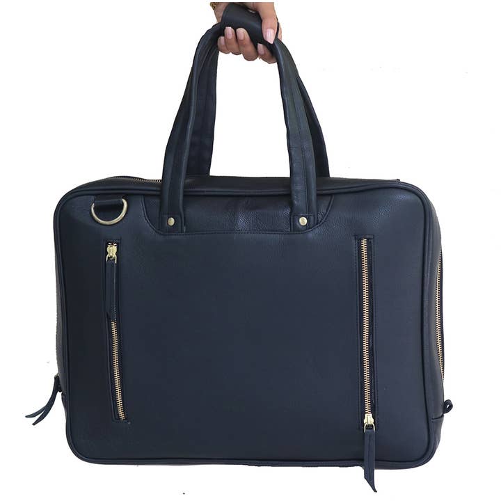 Anuent - Wholesale Messenger Bag - Men's - Black Leather Briefcase for Men