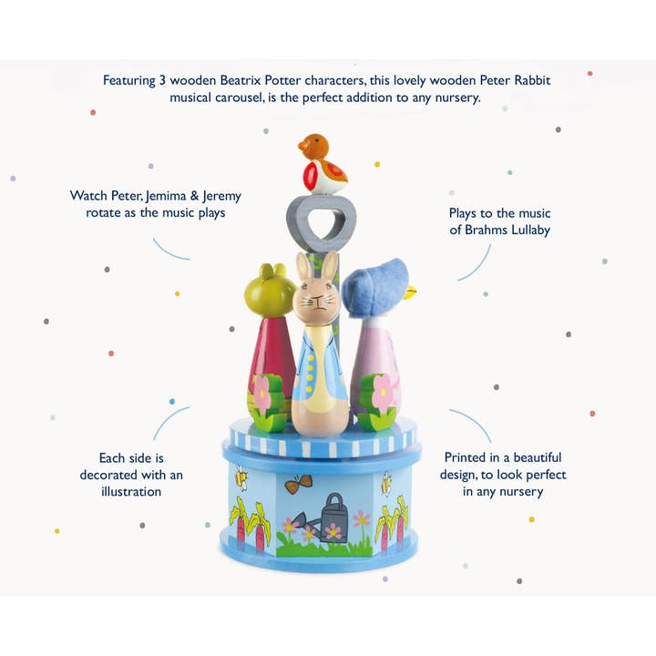 Orange Tree Toys - Wholesale Wood Toy - Kids - Peter Rabbitâ„¢ Wooden Musical Carousel