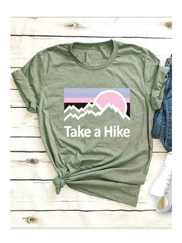 Suzie Q USA - Wholesale Screen Printed T-Shirt - Women's - Take A Hike Printed Short Sleeve T-Shirt1