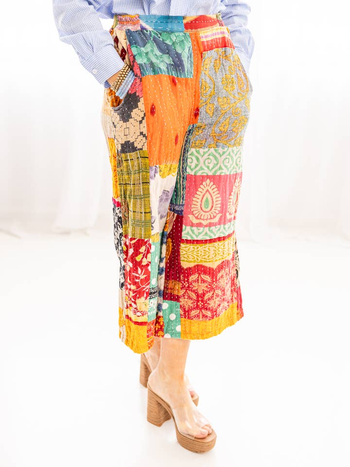 Rahab's Rope - Wholesale Pants - Women's -  Kantha Sunrise Patchwork Pant2