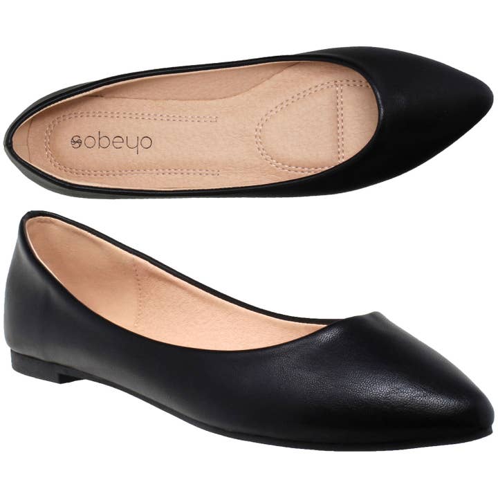 Ballet Flats Pointed Toe Slip On Cushioned Closed Toe Shoes for wholesale by SOBEYO