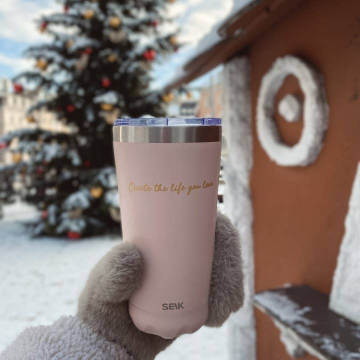 Pink Thermos /coffee cup - create the life you love 350ml for wholesale on Faire3
