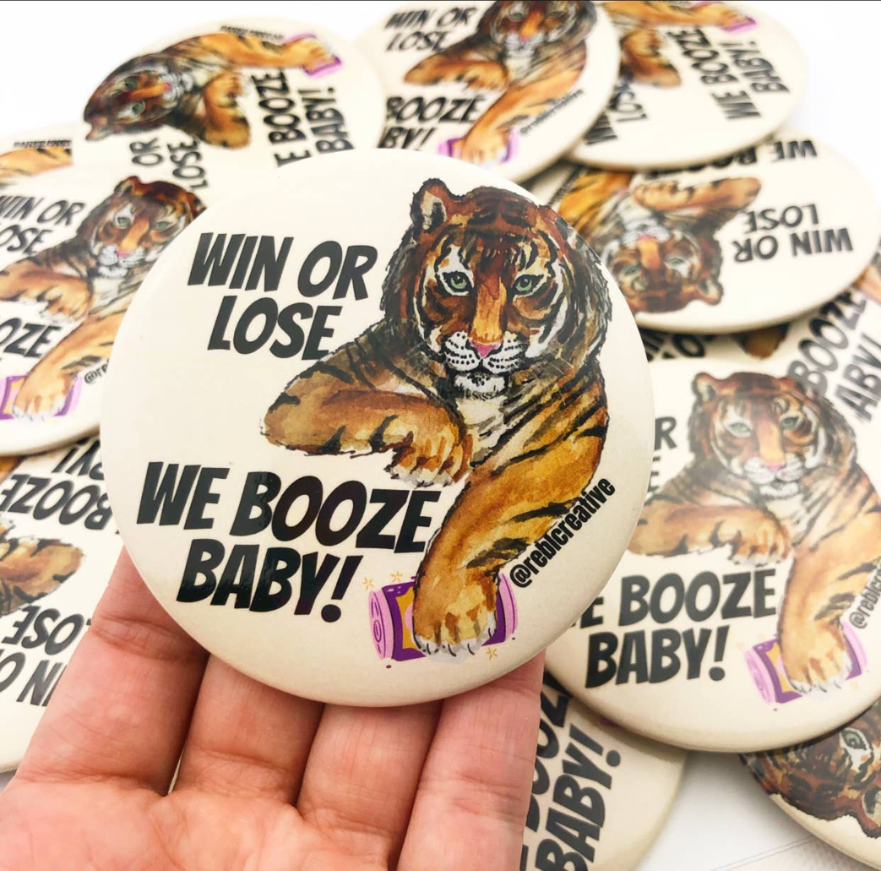 REBL Creative - Wholesale Lapel Pin/Button - *Boozey - Tigers - Game Day Button1