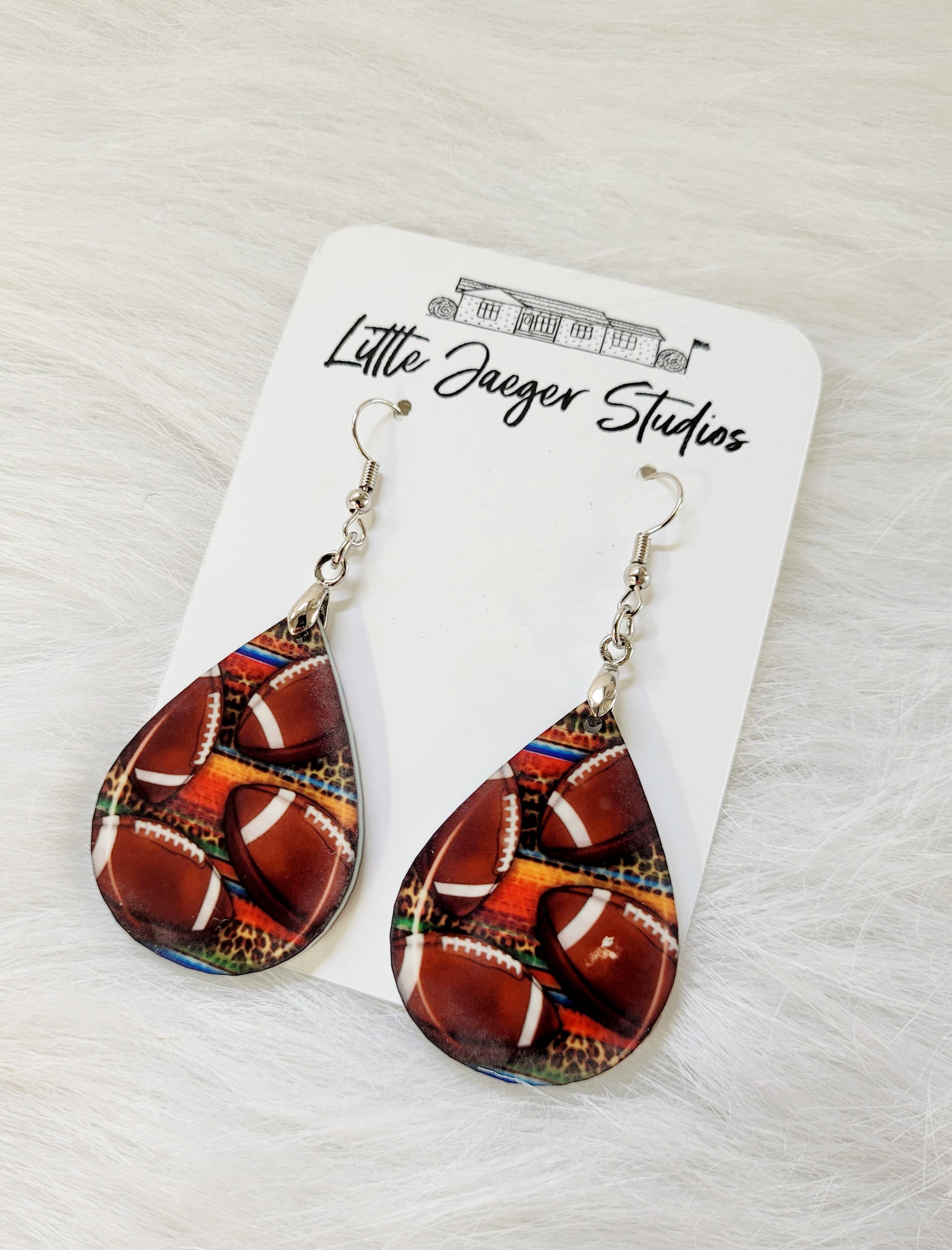 Little Jaeger Studios - Wholesale Dangle Earrings - Football Handmade Teardrop Acrylic Earring1