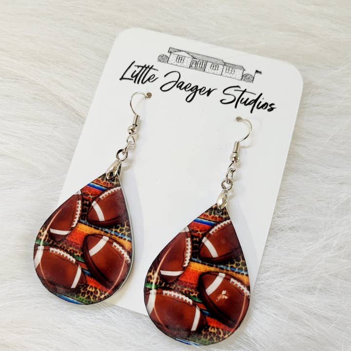 Little Jaeger Studios - Wholesale Dangle Earrings - Football Handmade Teardrop Acrylic Earring1