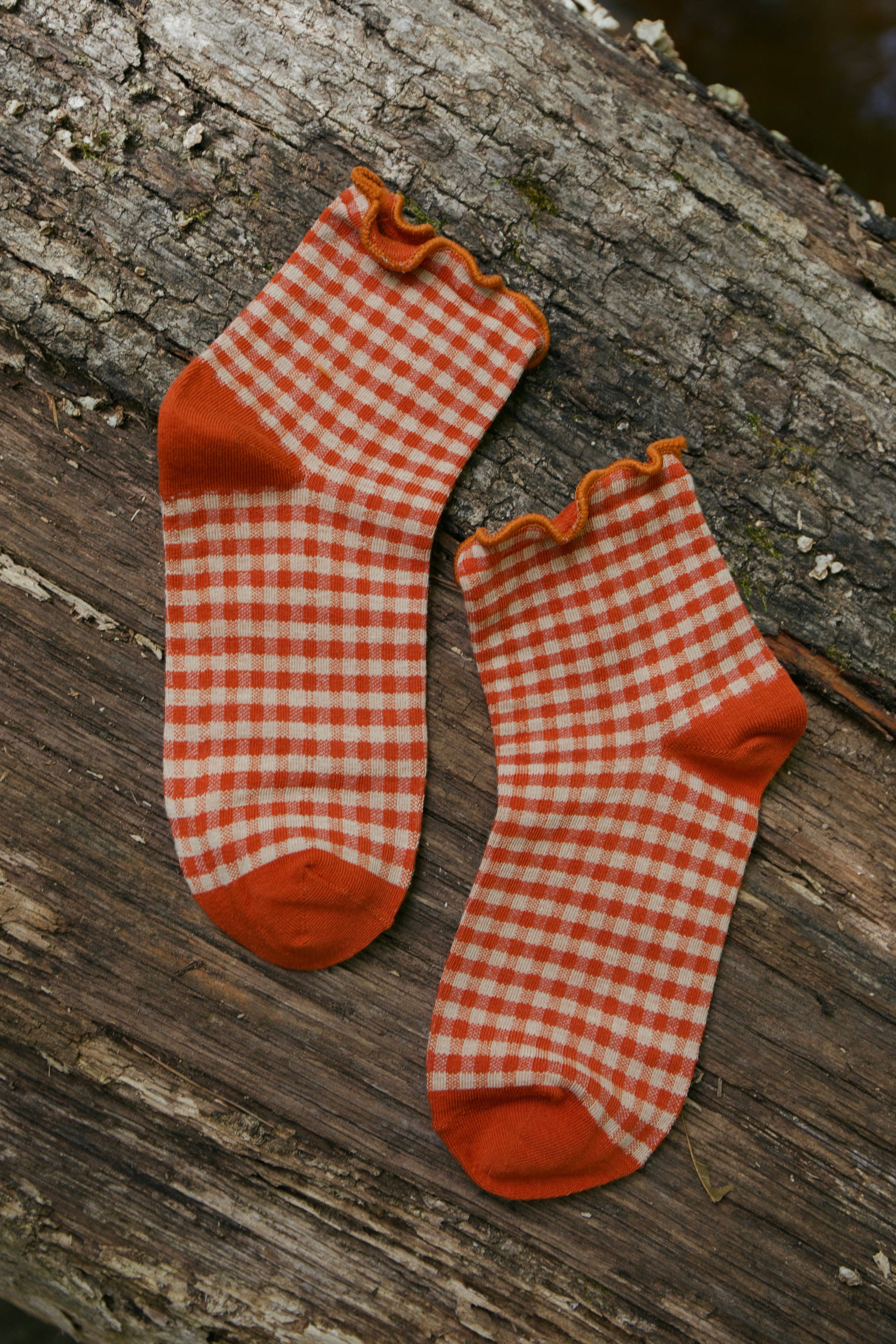 Beaten Path Co - Wholesale Socks - Unisex - PEACH GINGHAM SOCKS7