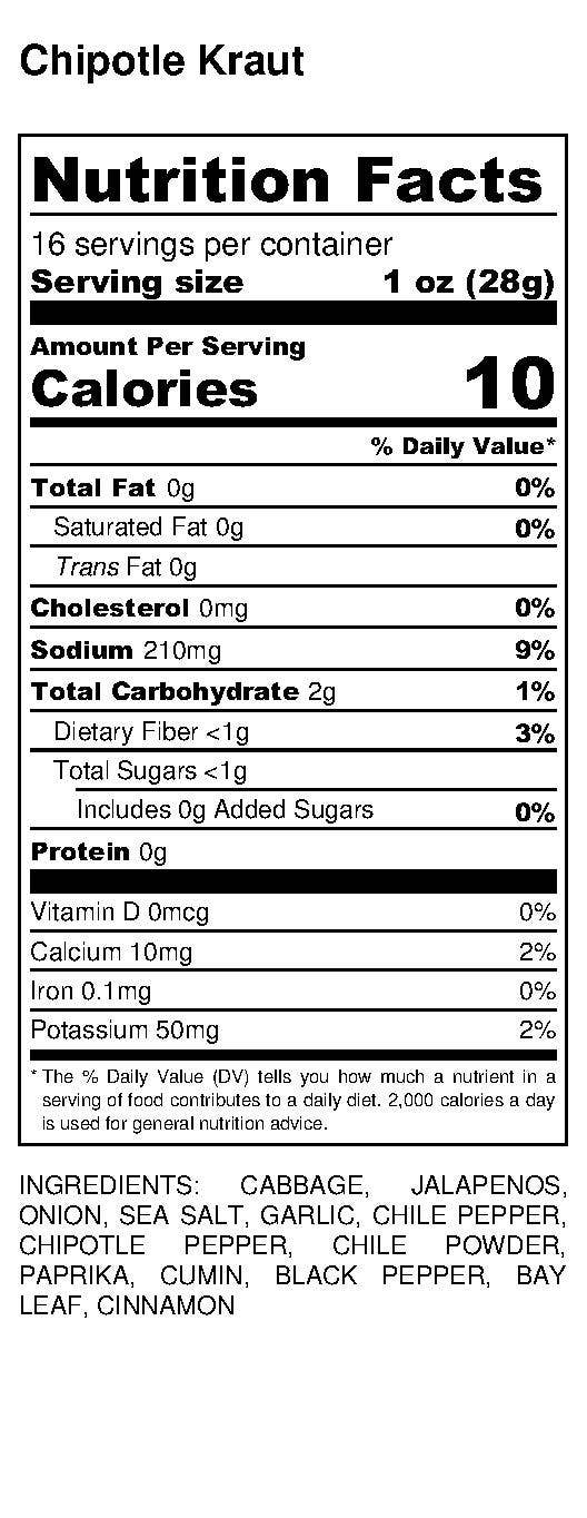 Lost Art Cultured Foods - Wholesale Pickled Vegetables - Chipotle-Kraut (Organic/Kosher)2