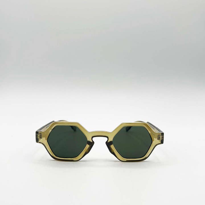Round Hexagon Sunglasses in Sage Green for wholesale on Faire0