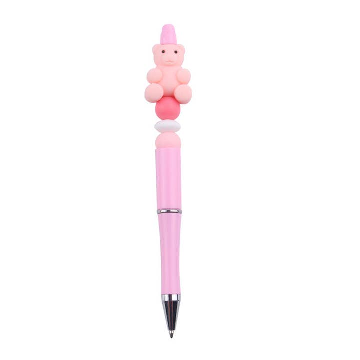 KiddieKickz - Venta al por mayor Bolígrafo - Bolígrafos hechos a mano, cuentas de silicona con forma de oso, coloridas