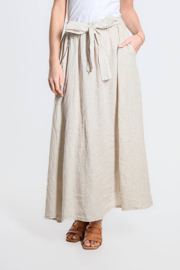 TINA Stephens Italy/Tees By Tina - Wholesale Skirt - Women's - Angie A-Line Long Linen Skirt with Pockets (SL113)12