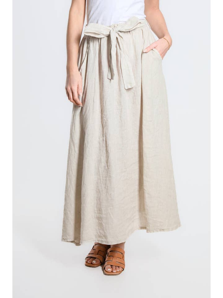 TINA Stephens Italy/Tees By Tina - Wholesale Skirt - Women's - Angie A-Line Long Linen Skirt with Pockets (SL113)12