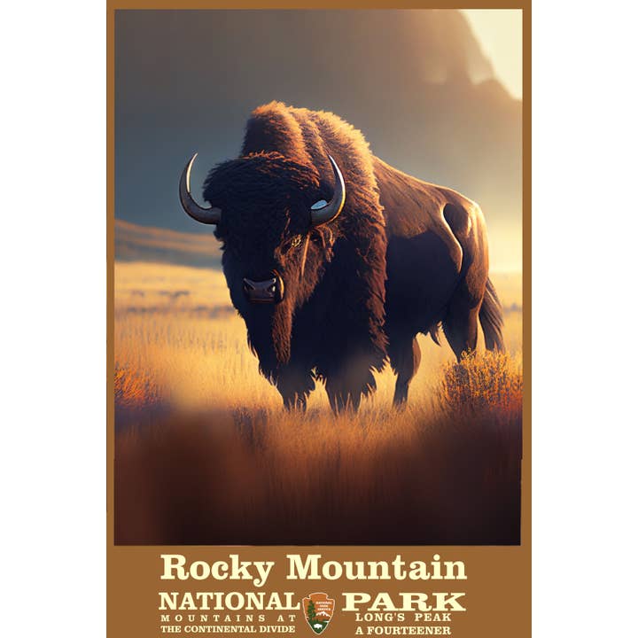 Rocky Mountains Ntl Park Buffalo Art Travel Poster 16 x 24 for wholesale by BMS BIZ