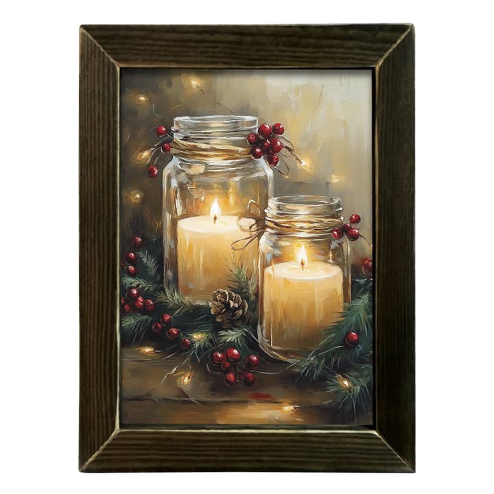 JanMichaels Art & Home - Wholesale Wall sign - HMK729L Winter Jar Candles1