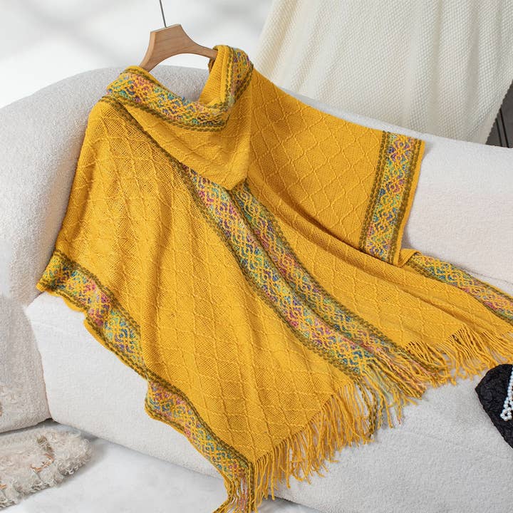 Rosa Clothing - Wholesale Cape - Women's - Ethnic Knitted Hooded Tassel Cape5