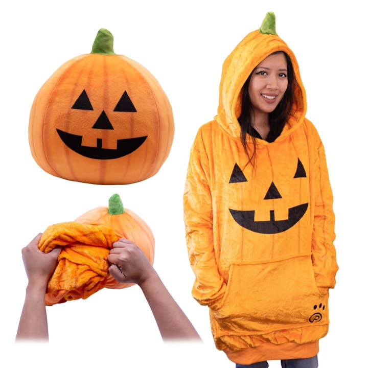 Pumpkin Blanket Hoodie & Pillow Adult Snugible for wholesale by OrangeOnions