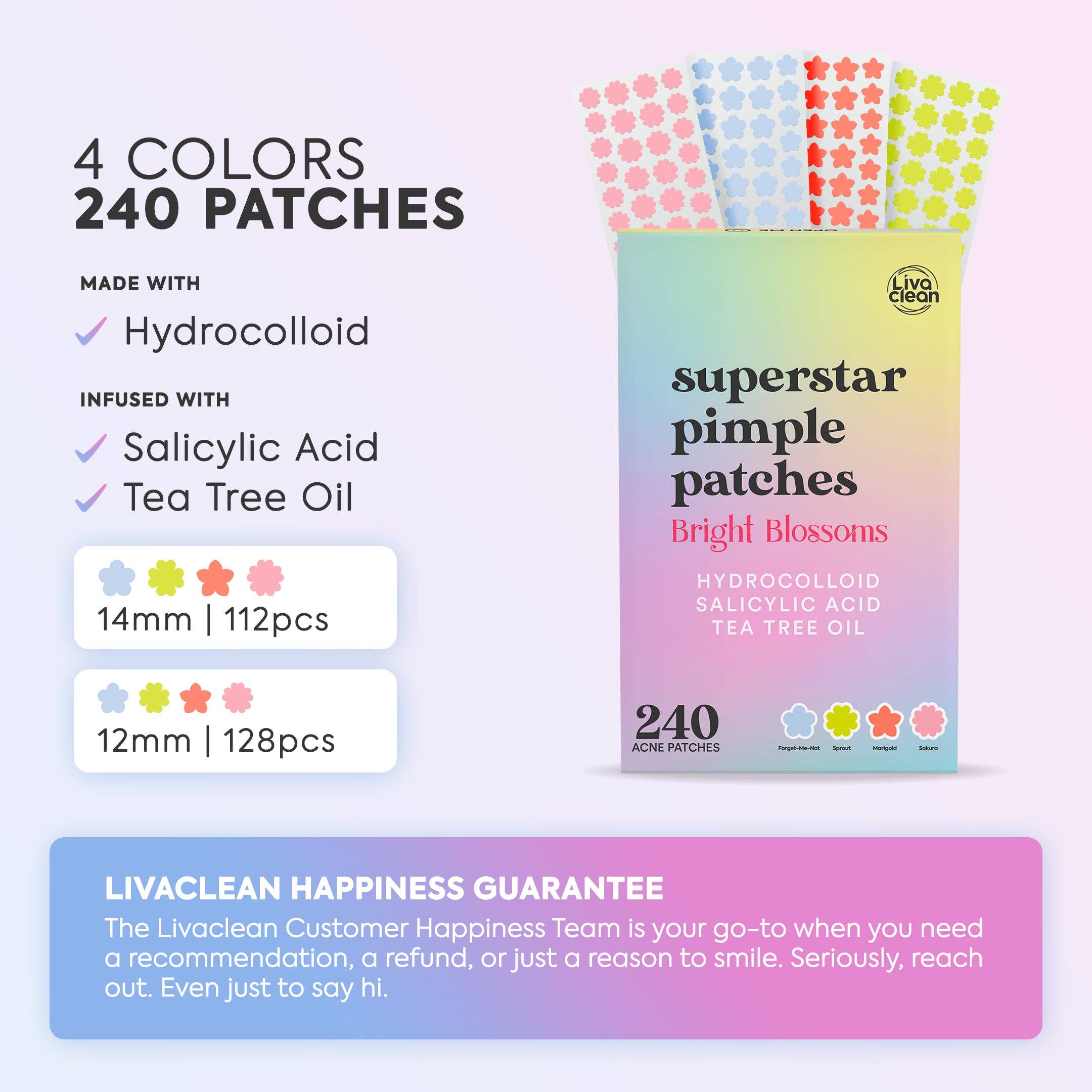 Livaclean - Wholesale Acne/Hydrocolloid Patch - 240ct Bright Blossoms Pimple Patches Hydrocolloid Patch Spot Treatment1