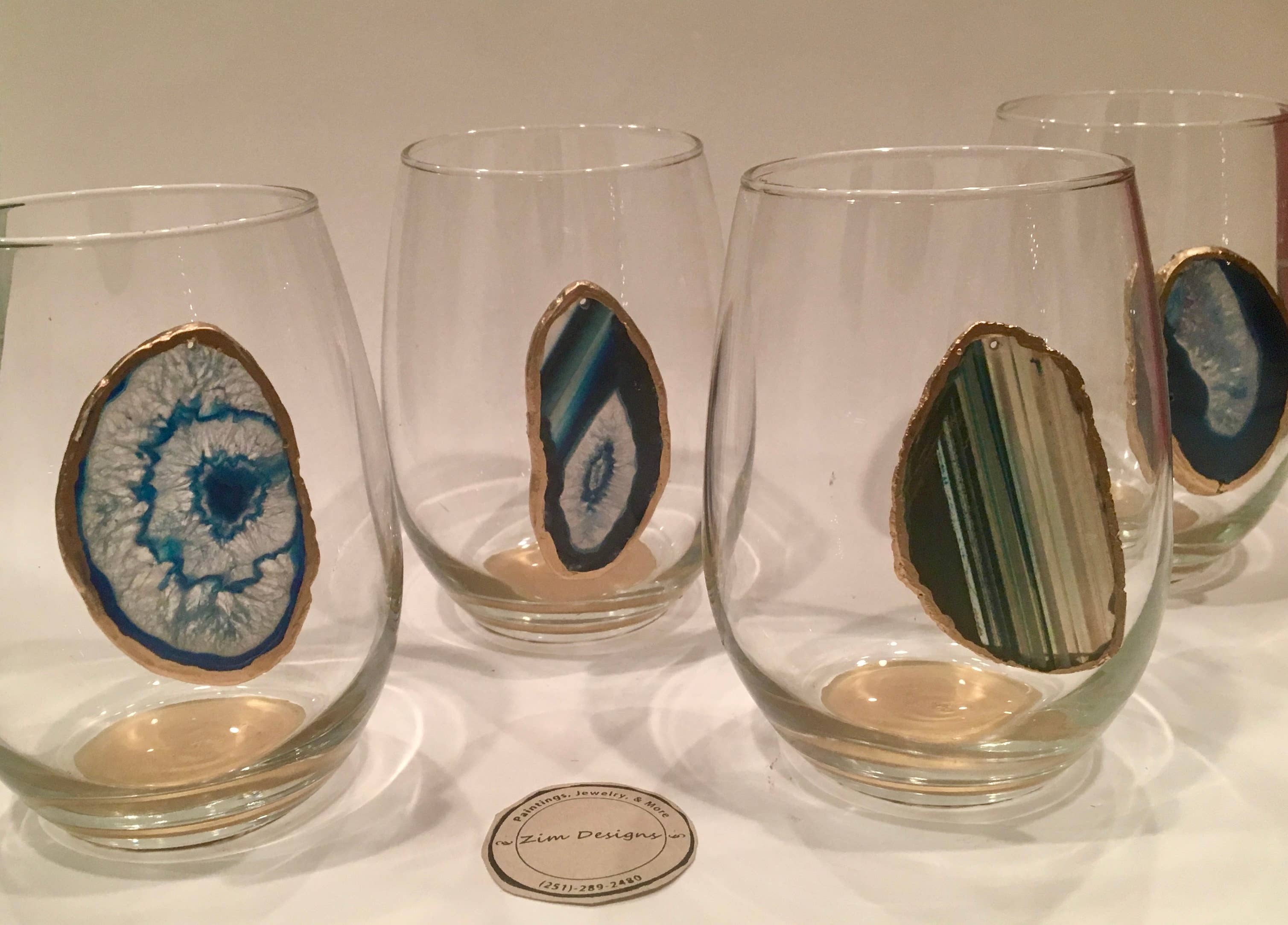 Zim Designs – Großhandel Weingläser – Agate handgefertigtes weinglas ohne stiel11