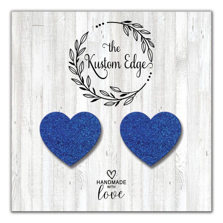 Königsblaue Herz-Ohrstecker, Acryl, Handgefertigt für den Großhandel von The Kustom Edge