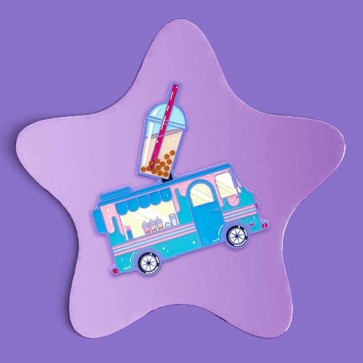 Alfiler esmaltado Boba Tea Food Truck para venta al por mayor de Geek Studio