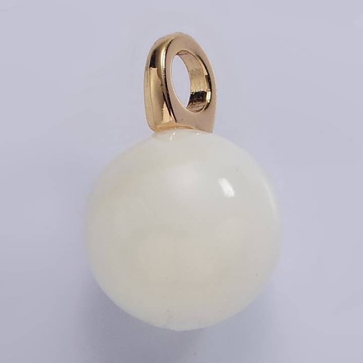Pingente de Gota com Pérola de Concha Natural e Esfera Redonda de 11mm em Ouro 14K | P1645 por atacado de Aim Eternal