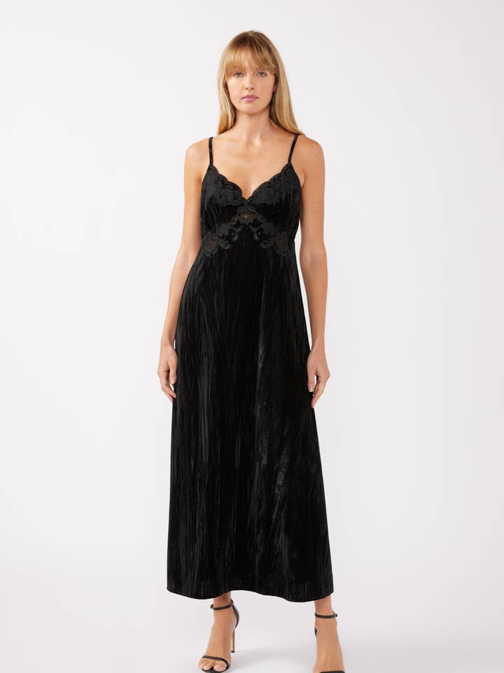 Spaghetti Strap Embroidered Maxi Dress for wholesale by Lovestitch