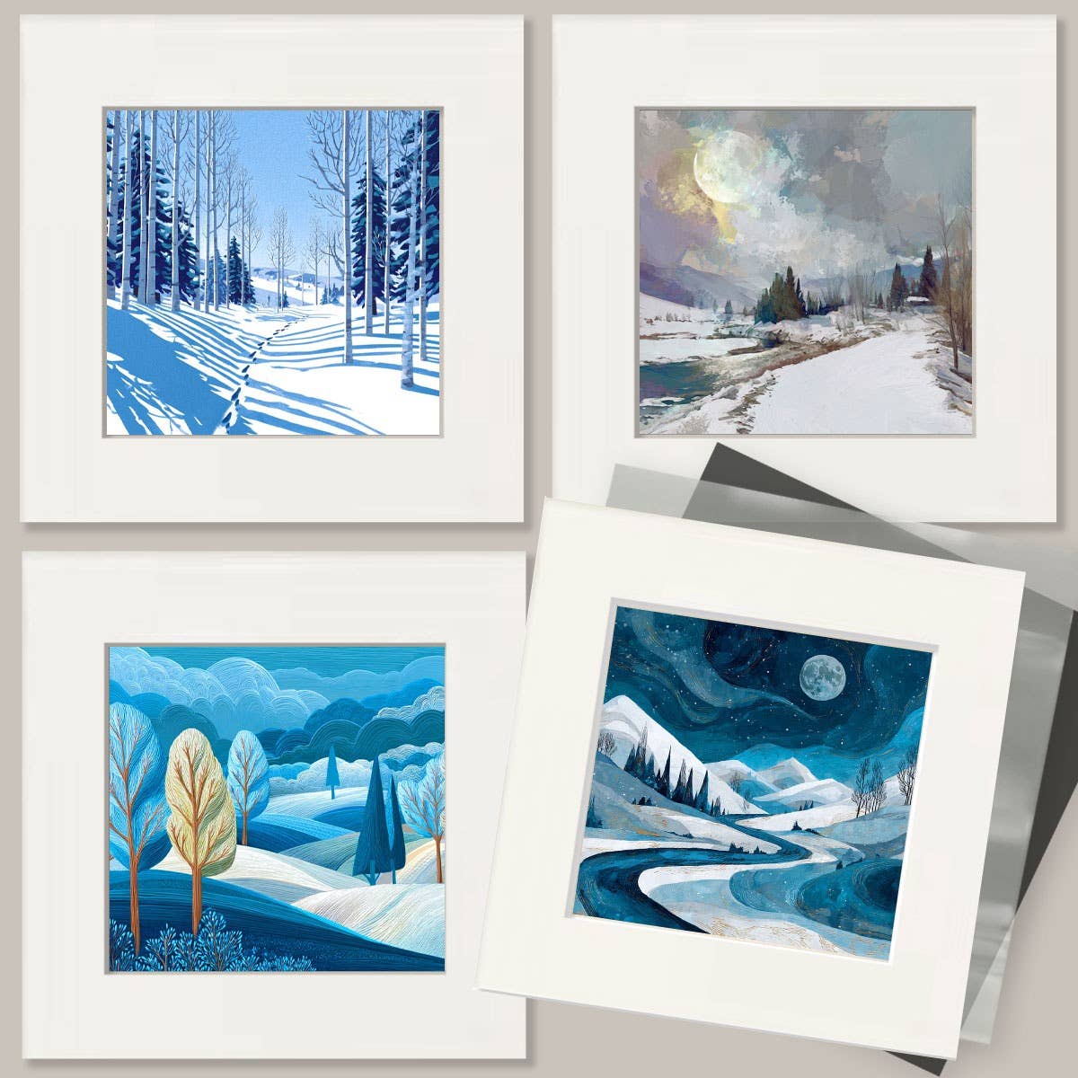 Mowbi - Wholesale Art Print - Farmland Winterscape - Winter Landscape Art Print - 8"x10" Artwork for 11"x14" Frame2