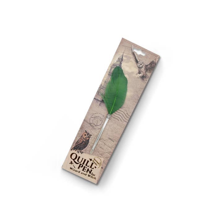 Förpackning x10 Quill Kulspetspenna På Bakplatta - Grön för wholesale av Mad Witch Ltd
