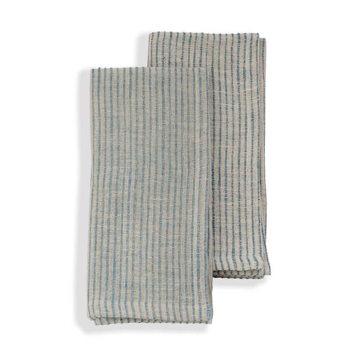 Organic Handwoven Cotton Napkins | Set of 2 | On Track Blue for wholesale by Sustainable Threads