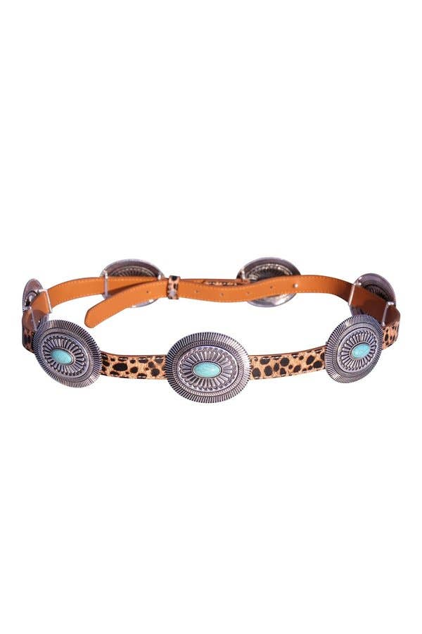 Snowing West - Wholesale Belt - Women's - WESTERN CONCHO PU LEATHER BELT - S1