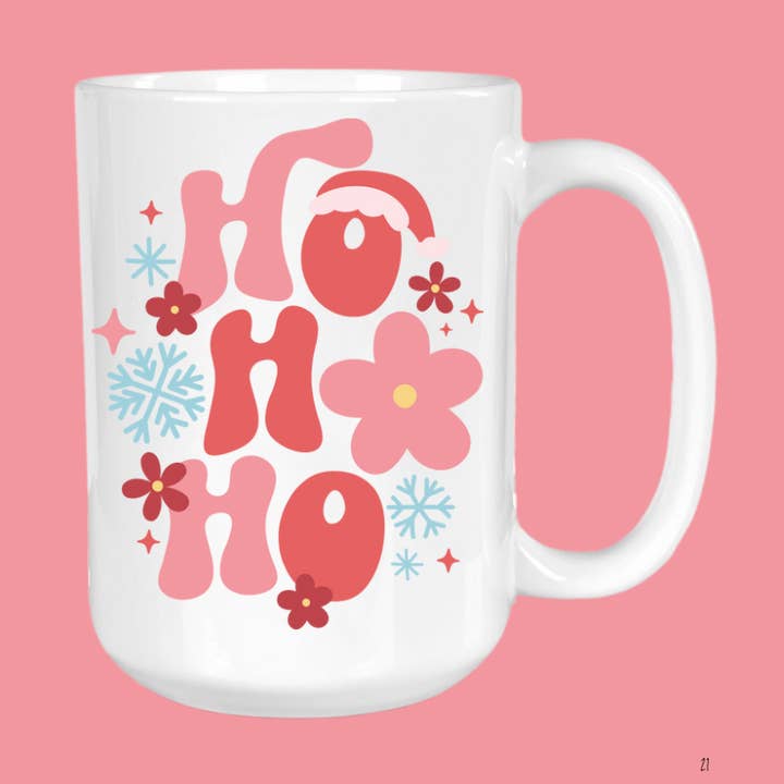 Ho Ho Ho, Tazza da caffè, Babbo Natale, Natale floreale per la vendita all'ingrosso da parte di GirlySips