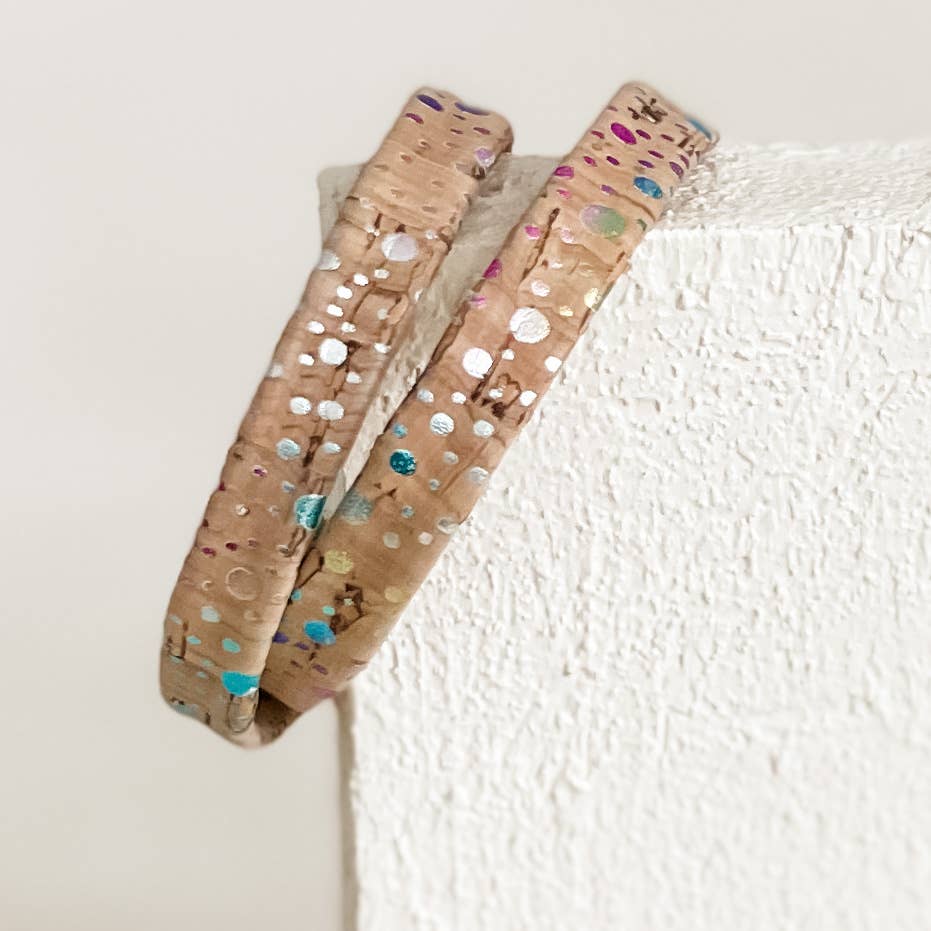 Diana Kauffman Designs - Wholesale Bangle Bracelet - Air Element Cork Double Wrap Bracelet0