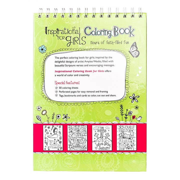 Christian Art Gifts - Wholesale Coloring Book - Kids & Baby - Coloring Book Wirebound Inspirational for Girls