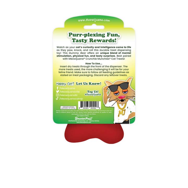 SmarterPaw | Meowijuana & Doggijuana - Wholesale Pet Toy - Cat - Knock N' Nibble Gummy Bear Refillable Treat Dispensing Toy2