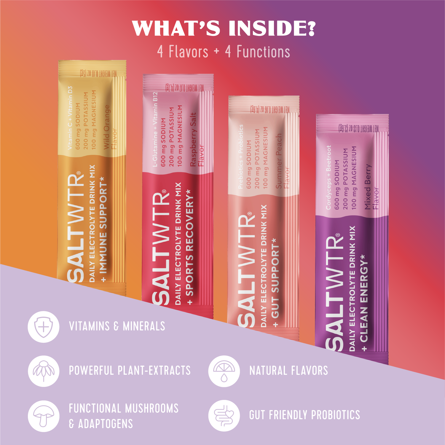 SOiL Organic Aromatherapy and Skincare - Wholesale Powdered Health Drink - SaltWTR Daily Functional Electrolytes - Variety Pack5