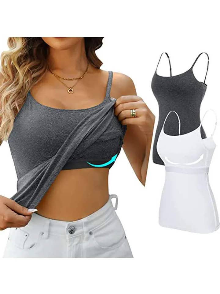 Queen Fashion - Wholesale Camisole - Women's - u neck padded basics cami top