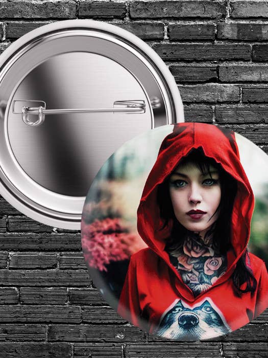Red Riding Hood pin badge 1 for wholesale by Madder créations